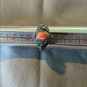Elegant Silver and Coral Ring